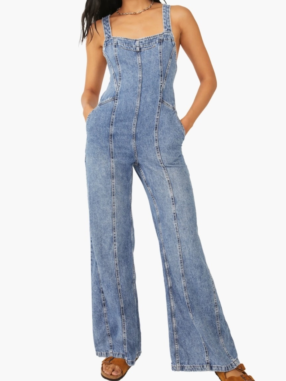 High-Rise Light Blue Denim Jumpsuit - Women Jeans Overalls